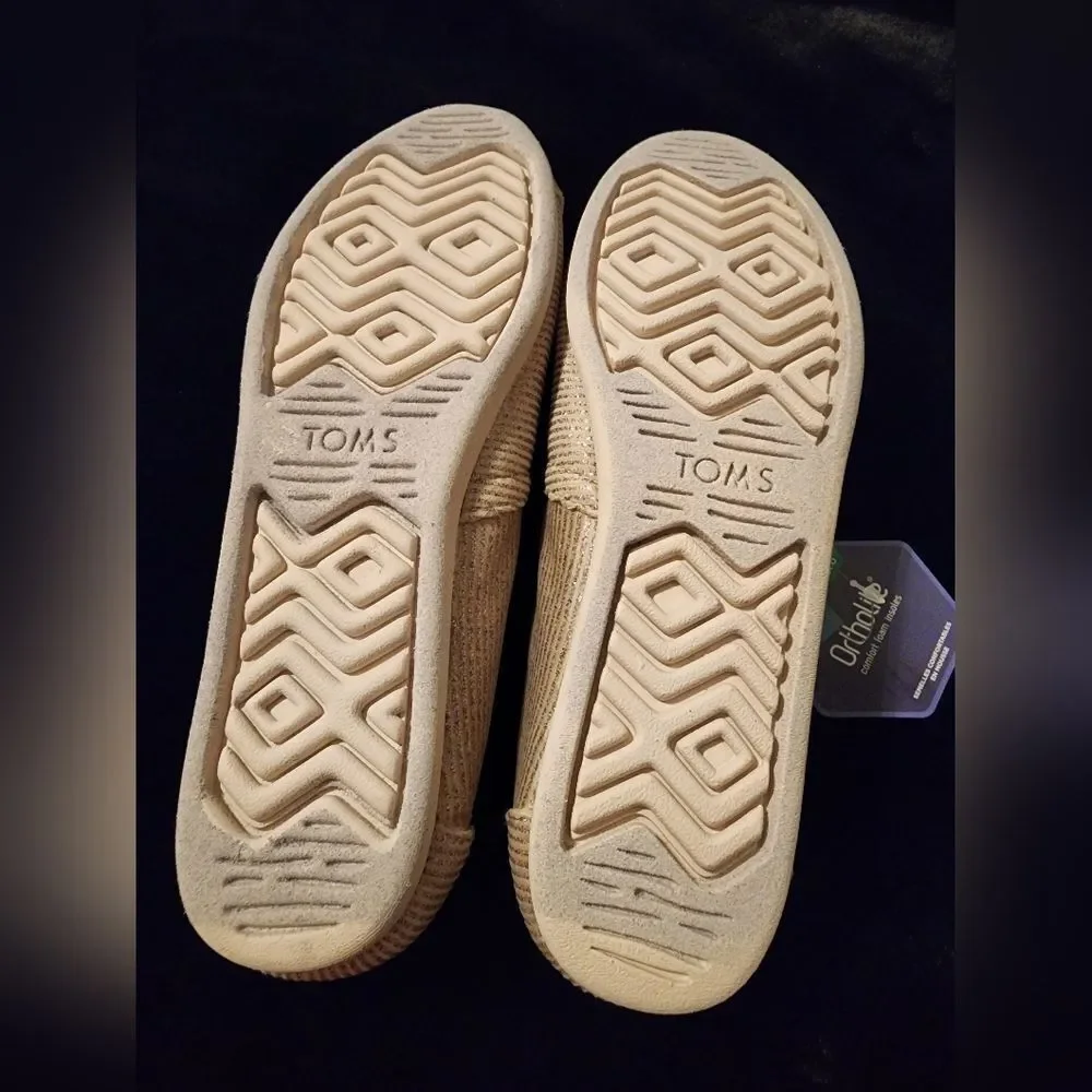 TOMS Women's Striped Metallic Slip-On Shoes - Cream